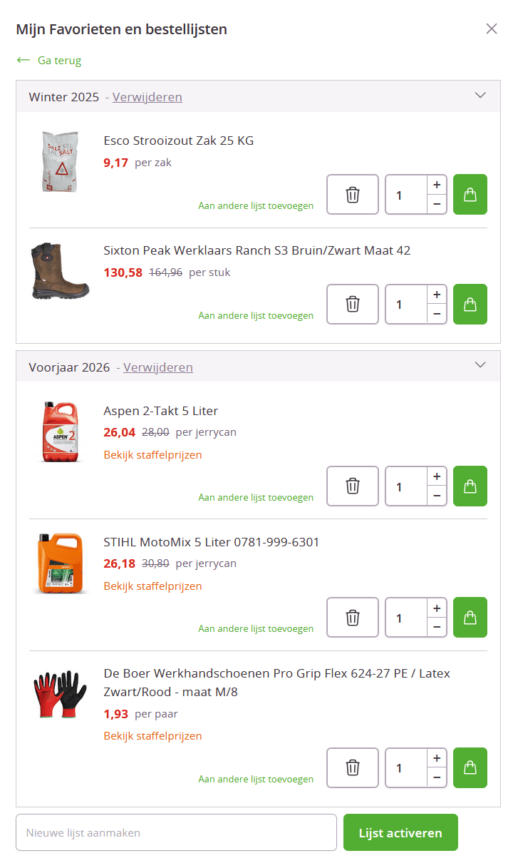 Bestellijsten